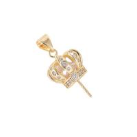 Messing Bead Cap, guldfarve belagt, forskellige stilarter for valg & Micro Pave cubic zirconia, guld, 12.70x16mm, Solgt af PC