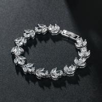 Cilindrata Zircone Bracciale in ottone micro pavimenta, placcato, Regolabile & Micro spianare cubic zirconia & per la donna, nessuno, Lunghezza Appross. 6.7 pollice, Venduto da PC