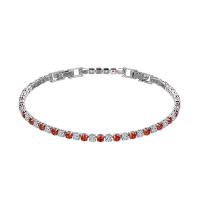 Terningformet Zirkon Micro Pave Messing armbånd, forgyldt, Micro Pave cubic zirconia & for kvinde, flere farver til valg, 3mm, Længde Ca. 8.26 inch, Solgt af PC