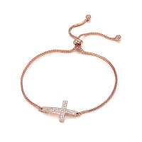 Cubic Zirconia Micro Pave Brass Bracelet Cross plated Adjustable & micro pave cubic zirconia & for woman Length Approx 10.23 Inch Sold By PC