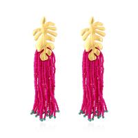 Fashion Fringe Oorbellen, Zinc Alloy, met Seedbead, handgemaakt, mode sieraden & voor vrouw, nikkel, lood en cadmium vrij, 130x32mm, Verkocht door pair