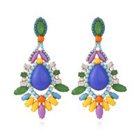 Resin Earring Zinc Alloy with Resin fashion jewelry & for woman & with rhinestone nickel lead & cadmium free Sold By Pair