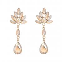 Pendientes de Cristal, aleación de zinc, con Cristal, Gota, chapado en color dorado, Joyería & De alta calidad chapado y nunca se desvanecen & para mujer & con diamantes de imitación, más colores para la opción, 67mm, Vendido por Par