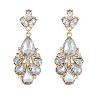 Pendientes de Cristal, aleación de zinc, con Cristal, Gota, chapado en color dorado, Joyería & De alta calidad chapado y nunca se desvanecen & para mujer & con diamantes de imitación, más colores para la opción, 55mm, Vendido por Par