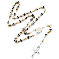 Rosary karoliai, 304 Nerūdijantis plienas, su Cinko lydinys, Kirsti, Galvaninis dengimas, unisex, mišrios spalvos, 6mm, Ilgis 27.56 Inch, Pardavė PC