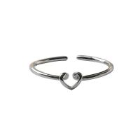 metal Anillo de dedo Cuff, Corazón, chapado en color de plata, para mujer, plateado, libre de níquel, plomo & cadmio, 1mm, Vendido por UD