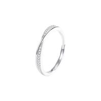 Kubieke Circonia Micro Pave Brass Ring, Messing, silver plated, Verstelbare & micro pave zirconia & voor vrouw, zilver, nikkel, lood en cadmium vrij, Maat:13, Verkocht door PC