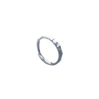 Messing Fingerring, silberfarben plattiert, Einstellbar & für Frau, Silberfarbe, frei von Nickel, Blei & Kadmium, 3mm, Größe:13, verkauft von PC