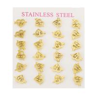 Roestvrij staal Stud Earrings, 304 roestvrij staal, Hart, mode sieraden & voor vrouw, gouden, 11x8mm, 12paren/Lot, Verkocht door Lot