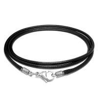 Fio de cera colar de cordão, with Partículas de aço, Coração, comprimento diferente para a escolha & DIY & unissex, preto, 2.50mm, vendido por Strand