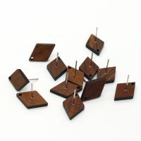 legno componente orecchino a pendente, with lega in zinco, Rhombus, DIY, 10mm, 10PC/borsa, Venduto da borsa