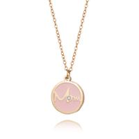 Collier d'acier titane, avec 1.97Inch chaînes de rallonge, Plat rond, bijoux de mode & réglable & pour femme & avec strass, couleur or rose, 12.50x12x2mm, Longueur 17.72 pouce, Vendu par PC