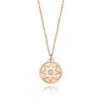 Collier d'acier titane, avec 1.97Inch chaînes de rallonge, Plat rond, bijoux de mode & réglable & pour femme & avec strass, couleur or rose, 12.50x2mm, Longueur 17.72 pouce, Vendu par PC