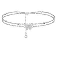 Roestvrijstalen Anklet, Titanium Staal, Vlinder, mode sieraden & verschillende stijlen voor de keuze & voor vrouw & met strass, meer kleuren voor de keuze, Verkocht door PC