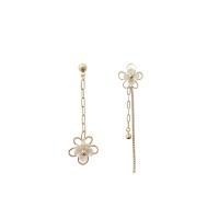 Pendientes asimétricos, metal, Flor, chapado en color dorado, Joyería & para mujer, dorado, libre de níquel, plomo & cadmio, 17x61mm,17x87mm, Vendido por Par