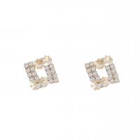 Cubic Zirconia Micro Pave Brass Earring Square gold color plated fashion jewelry & micro pave cubic zirconia & for woman golden nickel lead & cadmium free Sold By Pair