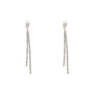 Fringe pendientes de la manera, aleación de zinc, chapado en plata de alta calidad, Joyería & para mujer, plateado, libre de níquel, plomo & cadmio, 4x65mm, Vendido por Par