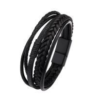 Kohud Armband, Zink Alloy, med Kohud, flerskikts & flätat armband & för människan, fler färger för val, 220mm, Säljs av PC