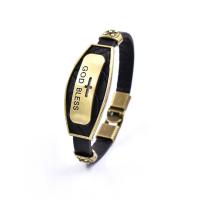 Koeienhuid Armband, met Zinc Alloy, gold plated, mode sieraden & voor de mens, meer kleuren voor de keuze, 210mm, Verkocht door PC