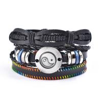 Koeienhuid Armband-Set, met Zinc Alloy, handgemaakt, gevlochten armband & uniseks, meer kleuren voor de keuze, Verkocht door PC