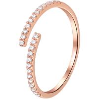 Cubic Zirconia micr3ofono pavimenta anillos de plata esterlina, Plata de ley 925, chapado en color rosa dorada, Ajustable & micro arcilla de zirconia cúbica & para mujer, color de rosa dorada, Vendido por UD