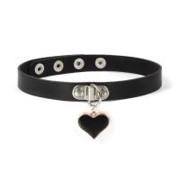 Mode Collier Choker, cuir PU, avec alliage de zinc, coeur, style gothique & pour femme, plus de couleurs à choisir, 400x15mm, 25mm, Vendu par PC