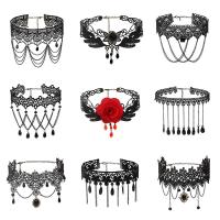 Kant Gothic Ketting, met Zinc Alloy & Acryl, met 2.75inch extender keten, voor vrouw & hol, meer kleuren voor de keuze, Lengte Ca 12.6 inch, Verkocht door PC