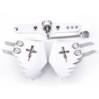 Gothic Armband Ring, Leer, met Zinc Alloy, Schorpioen, plated, punk stijl & uniseks & verstelbaar & verschillende stijlen voor de keuze, wit, 125x100mm, Maat:10, Lengte Ca 6.7-7.8 inch, Verkocht door PC