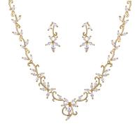 Micro zirconi Pave ottone Jewelry Set, orecchino & Collana, placcato, 2 pezzi & Micro spianare cubic zirconia & per la donna, nessuno, 14x28mm, Lunghezza Appross. 16.53 pollice, Venduto da set