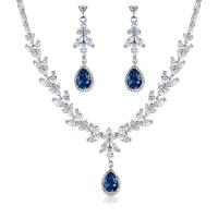 Micro zirconi Pave ottone Jewelry Set, orecchino & Collana, placcato, 2 pezzi & Micro spianare cubic zirconia & per la donna, nessuno, 47mm, Lunghezza Appross. 16.1 pollice, Venduto da set