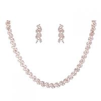 Micro zirconi Pave ottone Jewelry Set, orecchino & Collana, placcato, 2 pezzi & Micro spianare cubic zirconia & per la donna, nessuno, 25mm, Lunghezza Appross. 16 pollice, Venduto da set