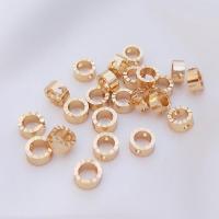 Mässing Spacer Pärlor, Donut, guldfärg pläterade, DIY, 6mm, Innerdiameter:Ca 3.8mm, 10PC/Bag, Säljs av Bag