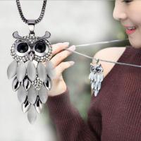 Collier en alliage de zinc Pull, hibou, Placage, bijoux de mode & pour femme & avec strass, plus de couleurs à choisir, protéger l'environnement, sans nickel, plomb et cadmium, Longueur Environ 29.53 pouce, Vendu par PC