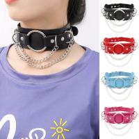 Mode Collier Choker, cuir PU, avec chaîne en aluminium & Acier inoxydable 304 & alliage de zinc, poli, bijoux de mode & unisexe, plus de couleurs à choisir, Longueur 43 cm, Vendu par PC