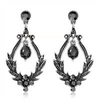 Zinc Alloy Drop Earring, met Bergkristal, antiek zilver plated, mode sieraden & voor vrouw & hol, 54mm, Verkocht door pair