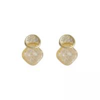 Zinc Alloy Stud Earring, met Bergkristal, gold plated, mode sieraden & Hoge kwaliteit verzilverd en nooit vervagen & verschillende stijlen voor de keuze & voor vrouw, meer kleuren voor de keuze, 22mm, Verkocht door pair