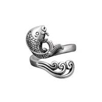 Zinc Alloy Manchet Finger Ring, Vis, silver plated, mode sieraden & voor vrouw, zilver, 20mm, Verkocht door PC