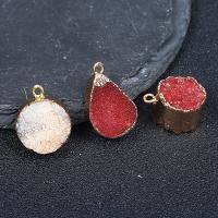 Ledo kvarco agate pakabukas, Ledo Kvarcas Agatas, su Žalvarinis, aukso spalva padengtas, druzy stilius & unisex & įvairių stilių pasirinkimas, daugiau spalvų pasirinkimas, Pardavė PC