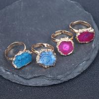 Achat Fingerring, Eisquarz Achat, mit Messing, goldfarben plattiert, Einstellbar & druzy Stil & unisex, keine, 23mm, Innendurchmesser:ca. 19mm, verkauft von PC