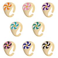 Cubique anneau en laiton Circonia Micro Pave, Rond, Placage de couleur d'or, Réglable & pour femme & émail, plus de couleurs à choisir, protéger l'environnement, sans nickel, plomb et cadmium, 14.50mm, Diamètre intérieur:Environ 21.5mm, Vendu par PC