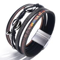 PU leder koord armbanden, met Zinc Alloy, silver plated, multilayer & met magnetische & voor vrouw, meer kleuren voor de keuze, Lengte 7.87 inch, Verkocht door PC