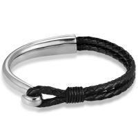 316L roestvrij staal Armband, met PU, mode sieraden & voor de mens, meer kleuren voor de keuze, Lengte Ca 8.27 inch, Verkocht door PC