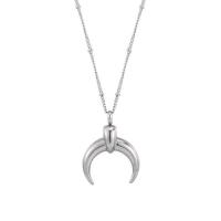 Rustfrit stål smykker halskæde, 316L Stainless Steel, Moon, poleret, mode smykker & Unisex, flere farver til valg, 30.50x9.30mm, Længde Ca. 17.72 inch, Solgt af PC