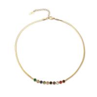 Collier d'acier titane, avec 5cm chaînes de rallonge, Rond, bijoux de mode & réglable & pavé de micro zircon & pour femme, doré, 55mm, Longueur 35 cm, Vendu par PC