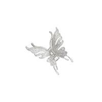 Pinces à cheveux griffes , alliage de zinc, papillon, Placage de couleur argentée, bijoux de mode & pour femme & avec strass, argent, protéger l'environnement, sans nickel, plomb et cadmium, 80x77mm, Vendu par PC