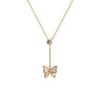 Titanium Steel Necklace with 5cm extender chain Butterfly Vacuum Ion Plating fashion jewelry & adjustable & for woman golden Length Approx 43 cm Sold By PC