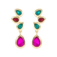 Strass Earring, Zinc Alloy, Traan, gold plated, mode sieraden & voor vrouw & met strass, meer kleuren voor de keuze, nikkel, lood en cadmium vrij, 10x39mm, Verkocht door pair