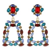 Strass Earring, Zinc Alloy, Bloem, gold plated, mode sieraden & voor vrouw & met strass, meer kleuren voor de keuze, nikkel, lood en cadmium vrij, 28x51mm, Verkocht door pair