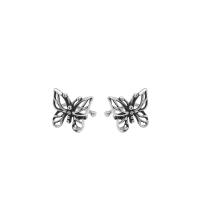 925 Sterling Silver Stud Earrings Butterfly for woman & hollow original color 11.50mm Sold By Pair