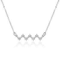 Kubieke Zircon Micro effenen Sterling zilveren ketting, 925 sterling zilver, geplatineerd, micro pave zirconia & voor vrouw, wit, 450mm, Verkocht door PC